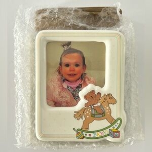 Vintage 90’s Baby Ceramic Picture Frame with Rocking Horse Design by Papel - NWT